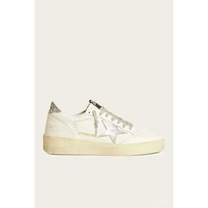 NEW GOLDEN GOOSE women's ball star 2 leather sneaker in white/silver